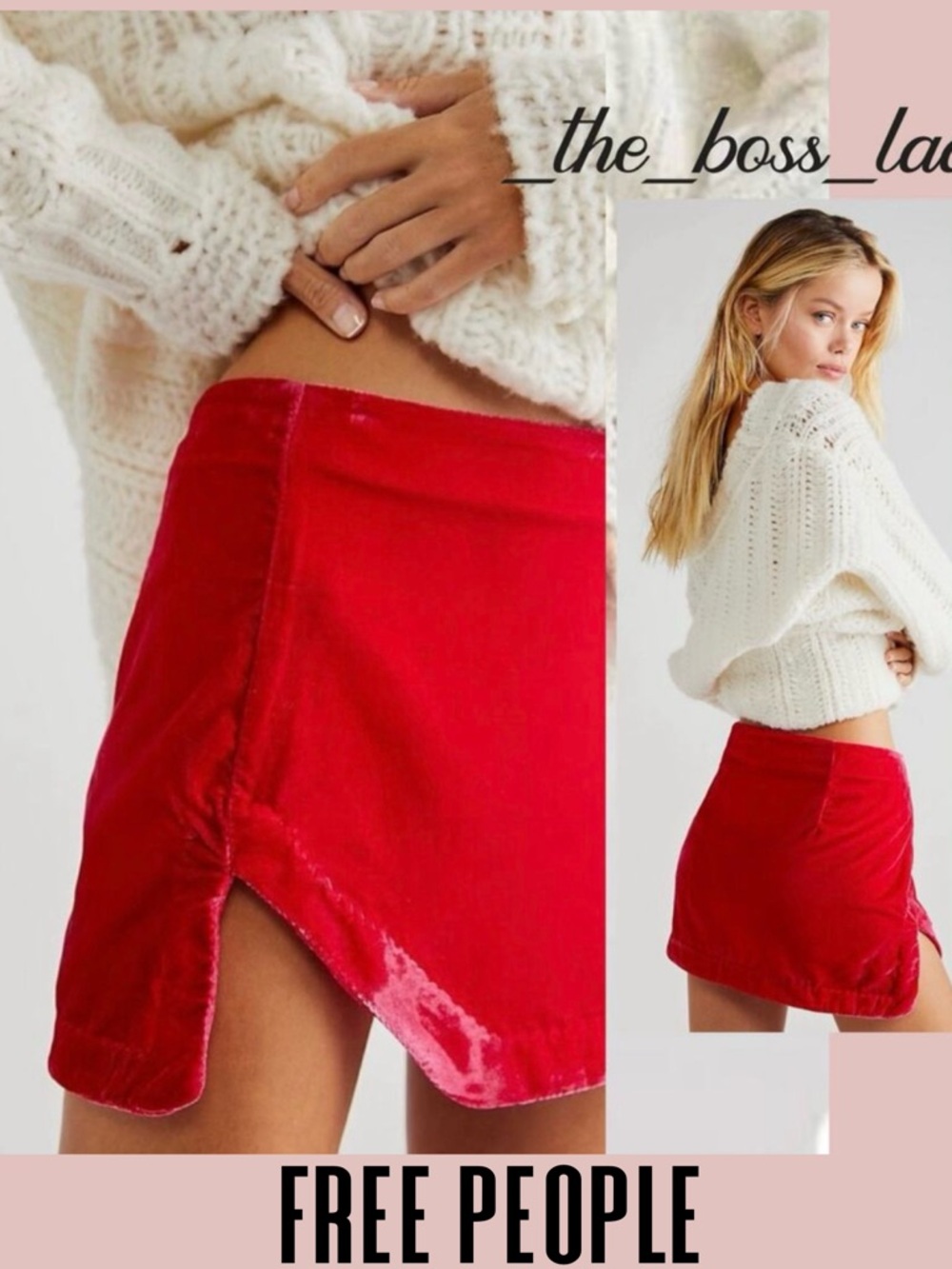 Free People velvet mini skirt 12 pink
